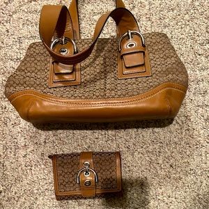 Coach Mini C Signature Soho Tote Bag with matching wallet